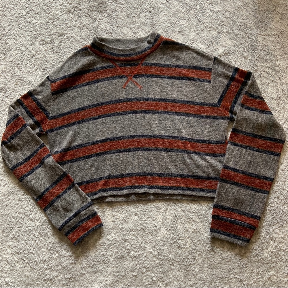 Ragstock cropped stripe long sleeve